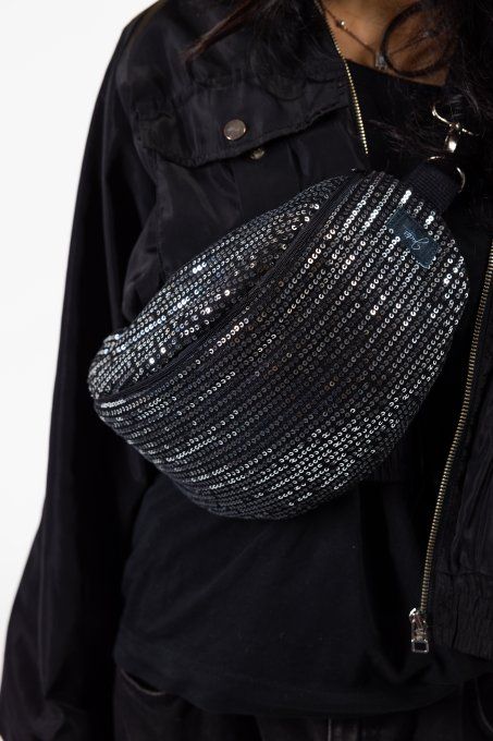 Sac banane sequin argent